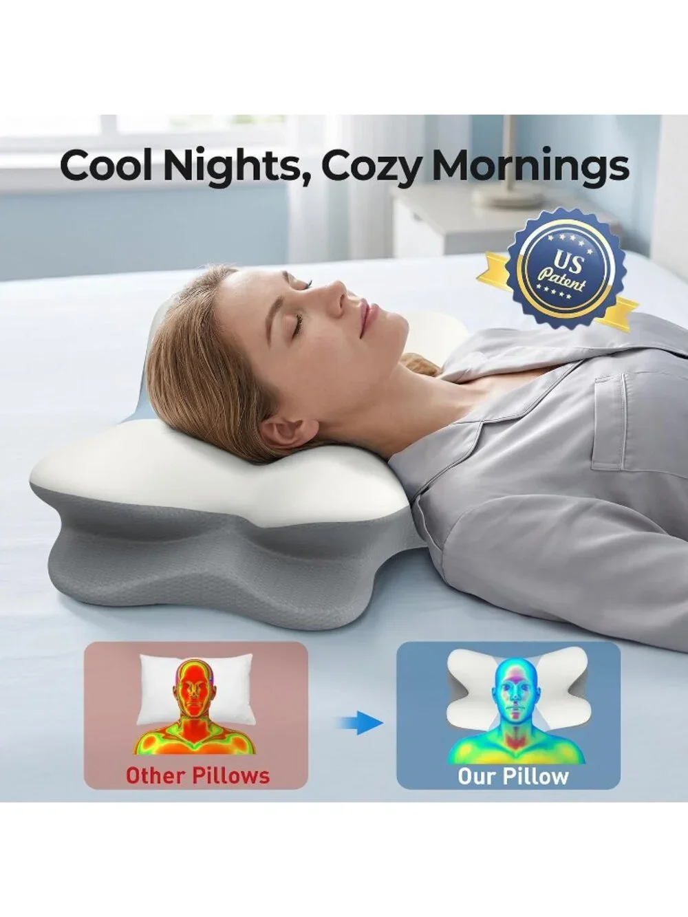 〽️Cervical Neck Pillow Contour Memory Foam Ergonomic Pain Relief Sleeping